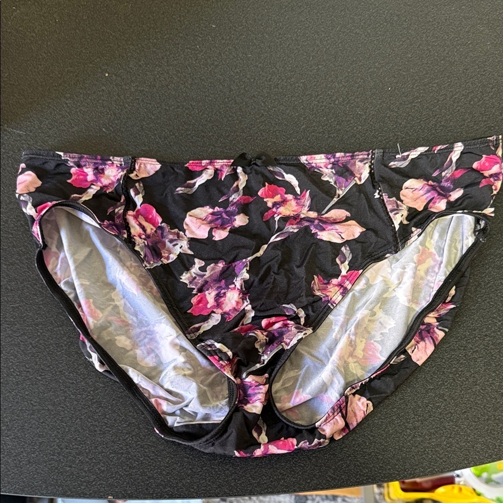 Cacique Black and Purple Floral Panties